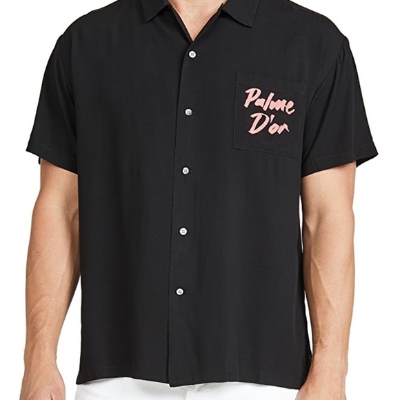 NWT Double Rainbouu Palm Tree Print Hawaiian Shirt BLACK - Picture 3 of 12